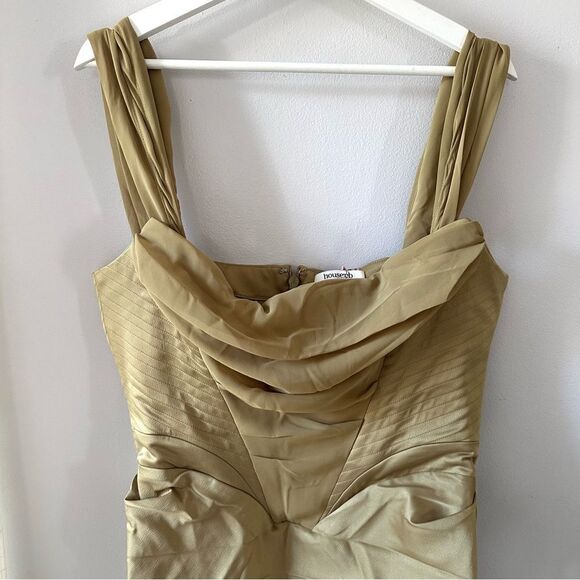 House of CB Natalya Olive Satin Corset Midi Dress - Picture 5 of 11